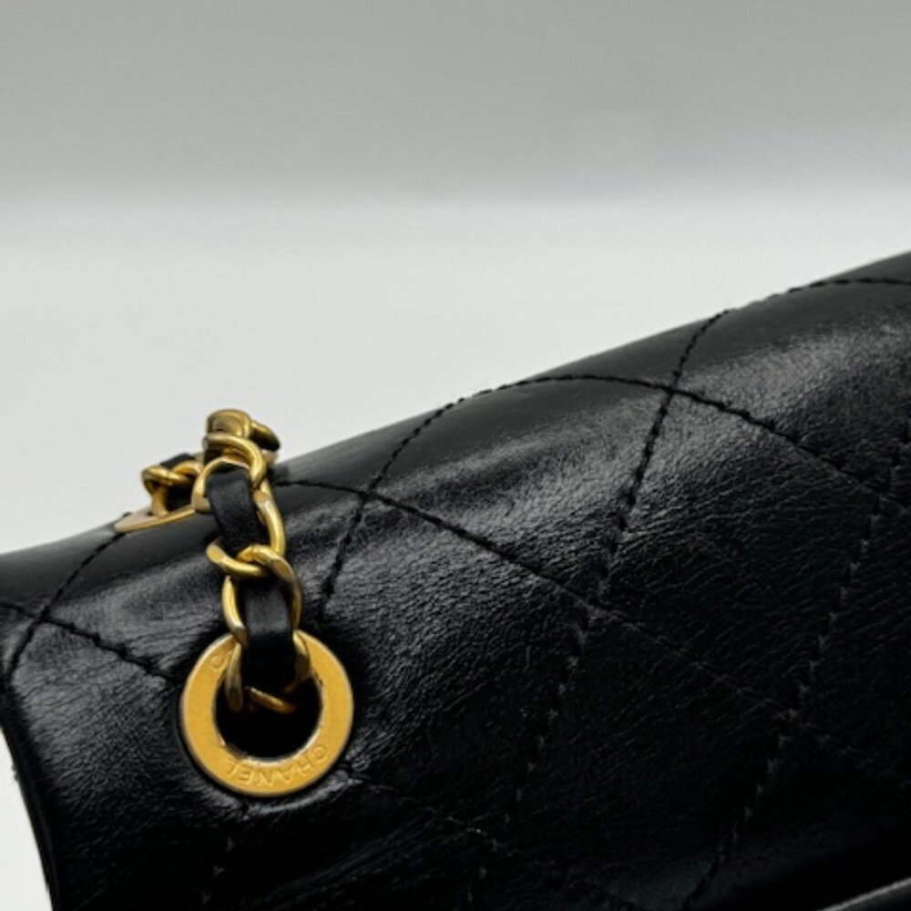 Chanel Chain Stitched Calfskin Flap Bag Medium Black Shoulder bag - Picture 11 of 17